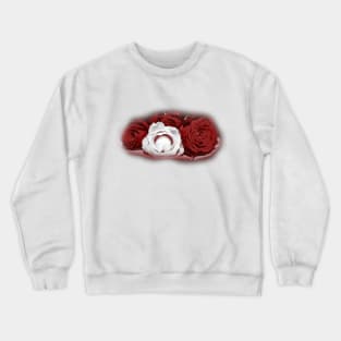 Deep Red and White Roses Crewneck Sweatshirt